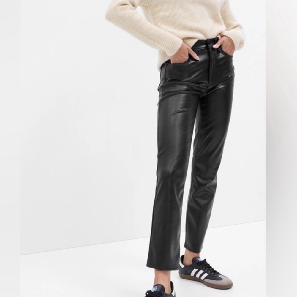 GAP Vintage Slim High Rise Black Leather Pants 32/14R